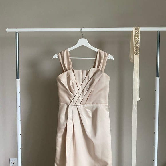 Couture Vera Wang bridal bridesmaid dress gown drop waist pleated drape corset - Picture 5 of 10